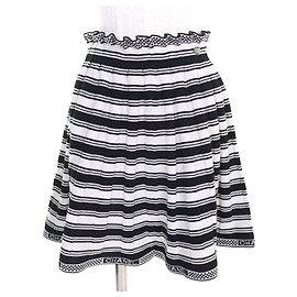 Gonna Mini Multi-Bordi Logo COCO Mark di Chanel Nero Bianco
