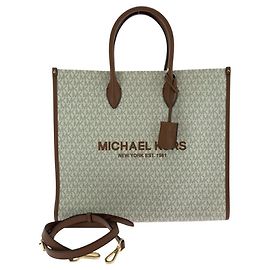 Bolsa tote 2 em 1 de PVC Michael Kors Marrom Branco
