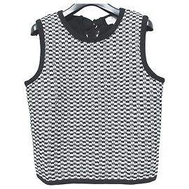 LANVIN en Bleu Stricktop Schwarz Weiß