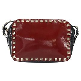 Valentino Garavani Rockstud Chain Umhängetasche aus Lackleder Rot