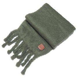 Cachecol de mohair com franjas e patch Anagram Loewe Outro Verde