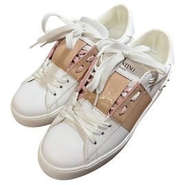 Leder Sneakers von Valentino Garavani Weiß Beige