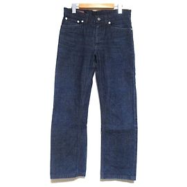 Hermès Serié Button Leather Patch Denim Pants 40 Blue Other