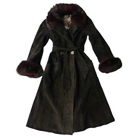 Casaco Trench Dior em camurça preta com detalhes marrons Marrom Preto