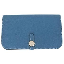 Carteira combinada Dogon Duo em couro Hermès Azul