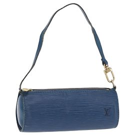 Pochette Soufflot de cuero Epi Louis Vuitton Azul