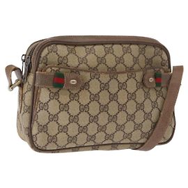 Bolsa Sherry Line GG Supreme Web da GUCCI em PVC bege e dourado 904 02 049 Auth 160477 Bege Dourado
