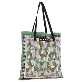 Autre Marque MARNI Flower Pattern Tote Bag Canvas Green Auth 160729 Green