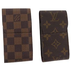 ESTOJO DE CIGARROS MONOGRAMA DAMIER ÉBENE LOUIS VUITTON 2 CONJUNTO LV Auth 161795 Monograma