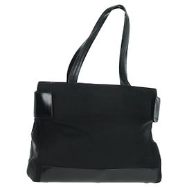 Borsa Tote Prada in Nylon Nero Argento Auth 160719 Nero Argento