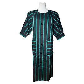 Robe rayée vintage Givenchy verte et noire Noir