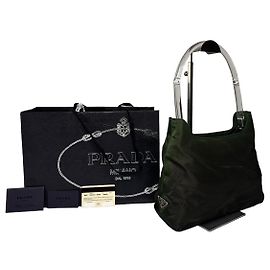 Vintage Prada Polyester Handtasche Grün Grün