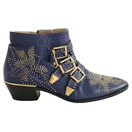 Chloé Botas de couro marinhas Azul marinho