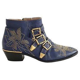 Chloé Botas de cuero marinas Azul marino