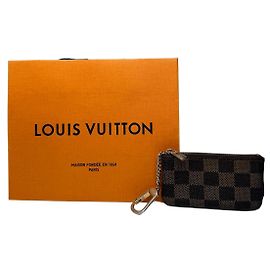 Vintage Louis Vuitton Le Dauphine Leather Damier Monogram Card Holder Brown Brown