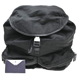 Prada Double Front Pocket Tessuto Medium Noir
