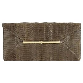 Tory Burch Clutch de couro caqui Caqui