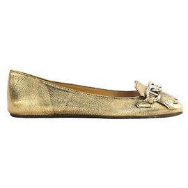Prada Ballerines en cuir dorées Doré