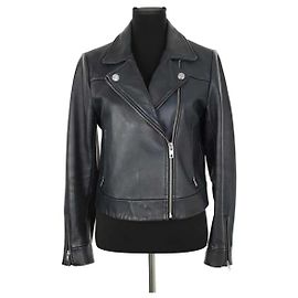 Claudie Pierlot Veste en cuir noire Noir