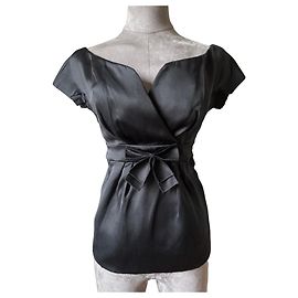 Top de seda negra Christian Dior Negro