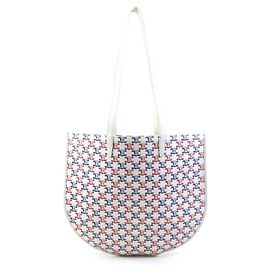 Céline Celine Macadam PVC Coated Canvas Shoulder Bag White Red Blue