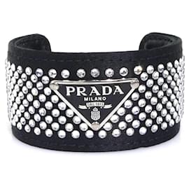 Pulseira de cetim preto e strass Prada Preto