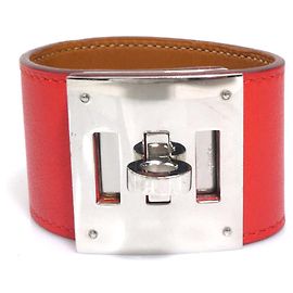 Pulseira Charm de Cão Kelly Hermès Prata Vermelho