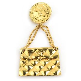Chanel Goldene Metallbrosche Golden