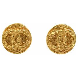 Boucles d'oreilles clips en métal doré Chanel Coco Mark Doré
