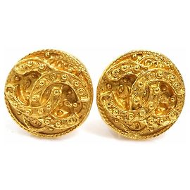 Boucles d'oreilles en métal doré Chanel Coco Mark Doré