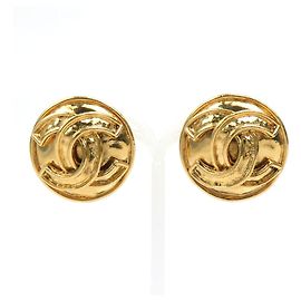 Boucles d'oreilles clips en métal doré Chanel Coco Mark Doré