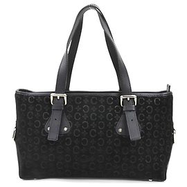Céline Sac à main en daim et cuir noir Celine Noir