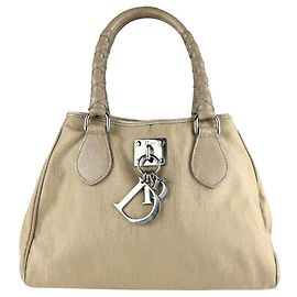 Christian Dior Women's Nylon Canvas Handbag Beige