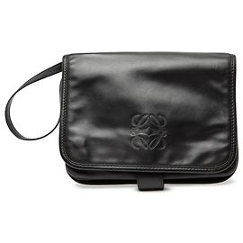 Schwarze Leder Anagram Clutch von LOEWE Schwarz