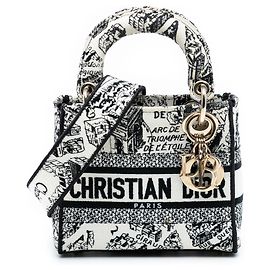 Dior Weiß Mini Bestickte Leinwand Plan de Paris Lady D Lite Weiß