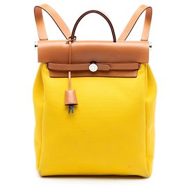 Hermès Gelbe Toile Herbag A Dos Zip Retourne Rucksack Gelb