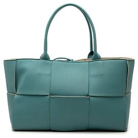 Bottega Veneta Blue Medium Nappa Maxi Intrecciato Arco Tote Blue Turquoise