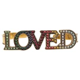 Anillo de metal Gucci Loved Palm con cristales embellidos Dorado