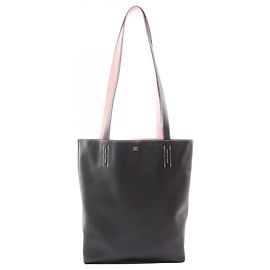Borsa tote Hermès Neo Double Sens 35 Nero Rosa Damier ebene