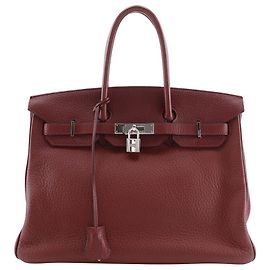 Hermès Hermes Birkin Vermelho Clemence com Ferragens de Paládio 35 Vermelho
