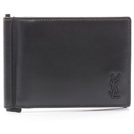 Yves Saint Laurent Black Bi-Fold Leather Wallet Black