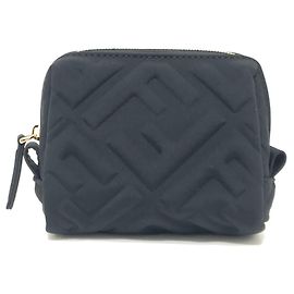 Fendi Zucca Embossed Makeup Pouch Black