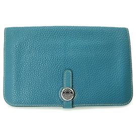 Hermès Hermes Dogon Duo GM Long Wallet in Blue Jean Blue