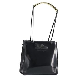 Sac fourre-tout Salvatore Ferragamo Émail Noir Auth 161124 Noir