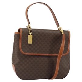 Céline Sac à main en toile Macadam CELINE en cuir PVC 2 en 1 marron or Auth 161500 Marron Doré