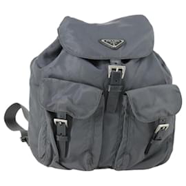 PRADA Backpack Nylon Gray Silver Auth gh1547 Brown Silvery