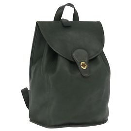 Coach Mochila de couro verde e dourado Auth 160288 Dourado Verde