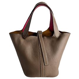 Hermès Picotin 18 Leder Eimerhandtasche ohne Schloss Etoupe Beige