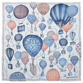 Sciarpa in seta 100% Louis Vuitton "up AND away" in blu M78448 Blu