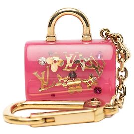 Porte-clés Charm Motif Inclusion Speedy de Louis Vuitton Rose Doré